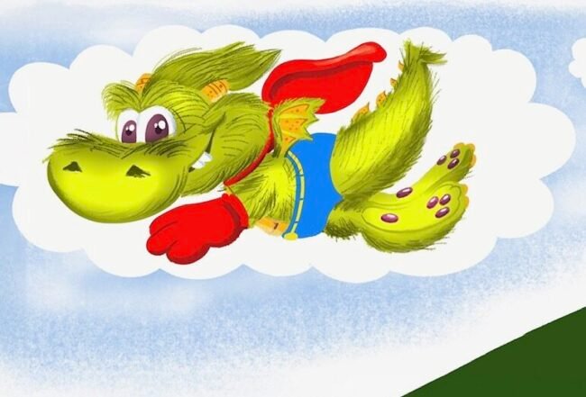 Fuzzy Dragon dreaming of being a superhero