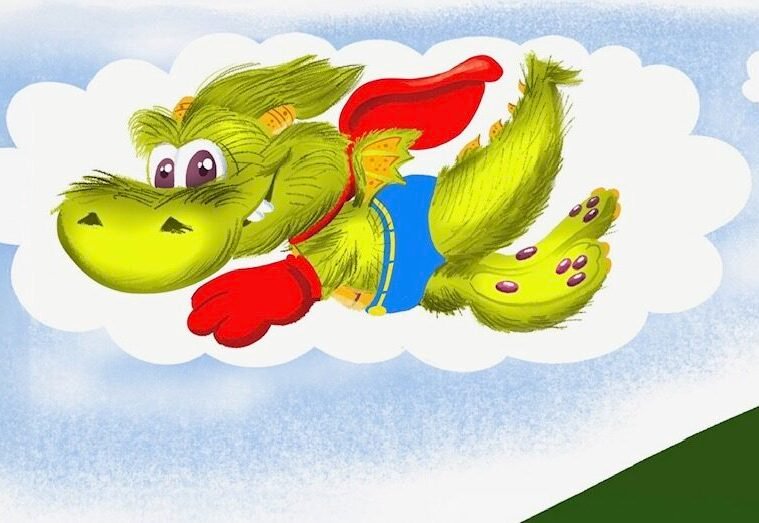 Fuzzy Dragon dreaming of being a superhero